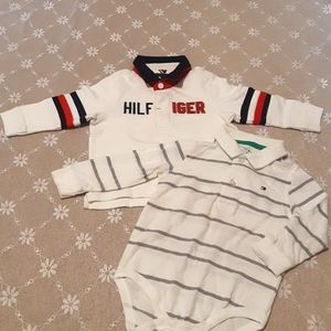 Boys Tommy Hilfiger Shirt, Long Sleeves, Red, White,Dark Blue, Gray, Size 18M